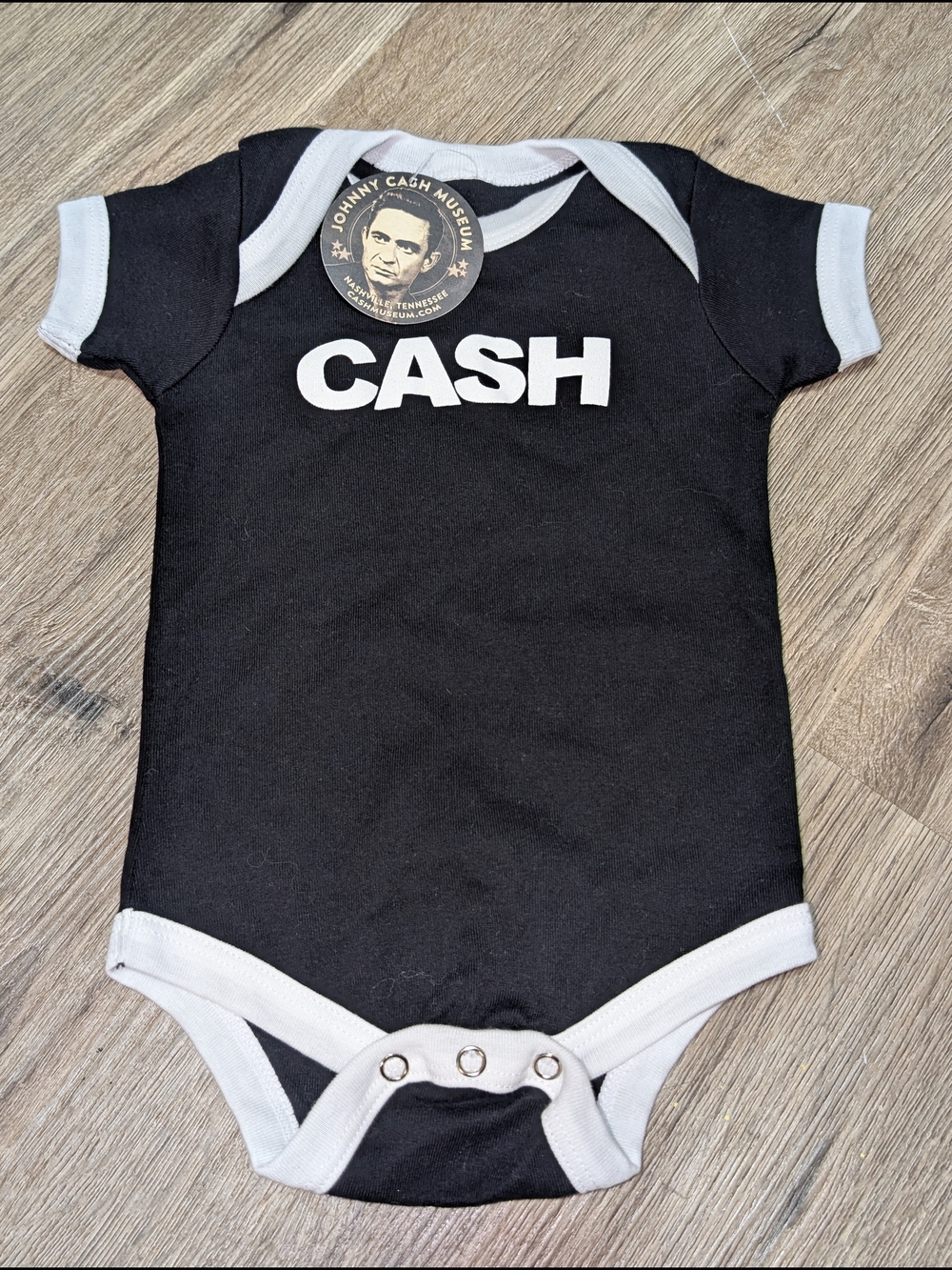 Johnny Cash Black & White Baby One-Piece Short Sleeve Bodysuit 6M Cotton